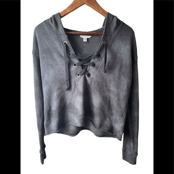 AMERICAN Eagle slightly cropped tie dye tie front pullover hoodie size XS - Picture 1 of 8